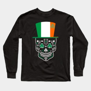 Irish st Patrick's day Irish Sugar Skull Long Sleeve T-Shirt